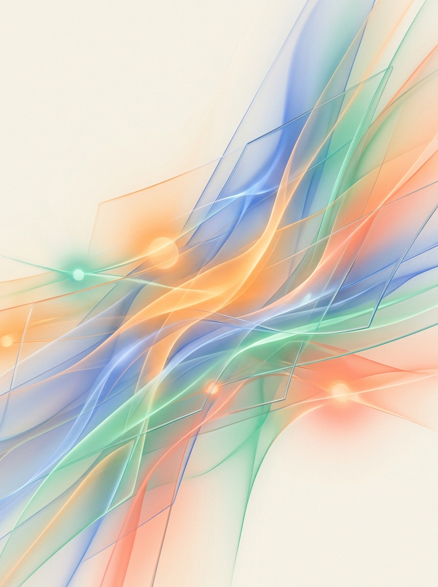 Abstract editorial art about speed, layered context, and AI development flow