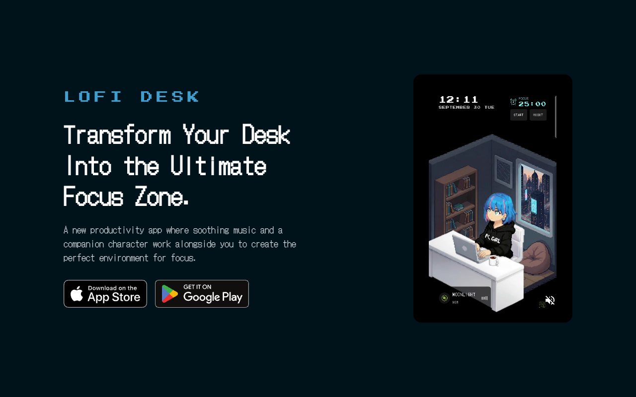 Lofi Desk — Pixel art companion and lo-fi music focus screen